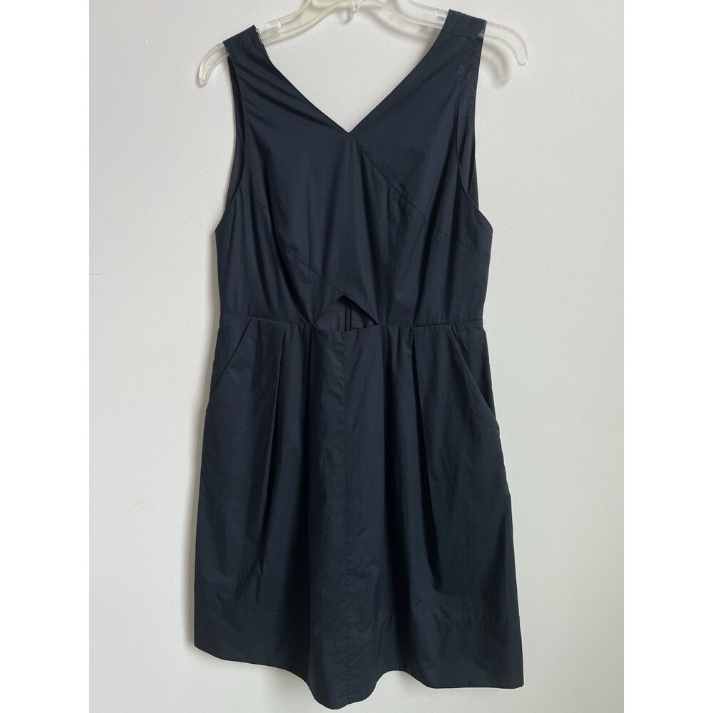 Madewell Cotton Navy Blue Cutout Dress Sleeveless V Neck Pocket Sundress Size 10